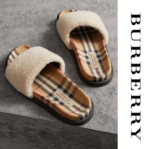 Burberry Shoes - Burberry Beige Kencot Slides